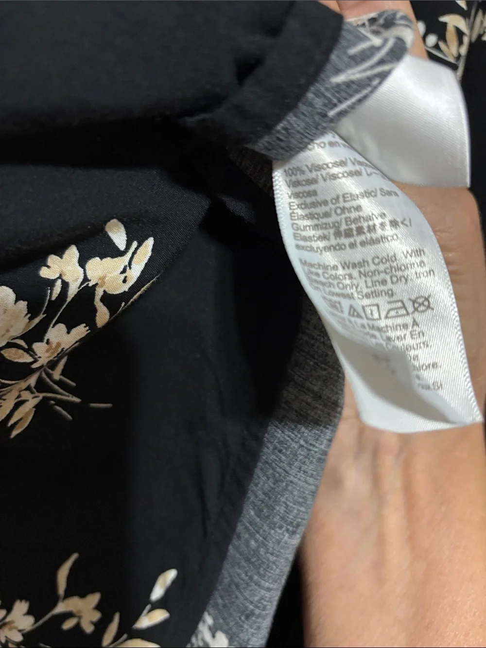J. Crew Black Blouse with Cream Floral Print